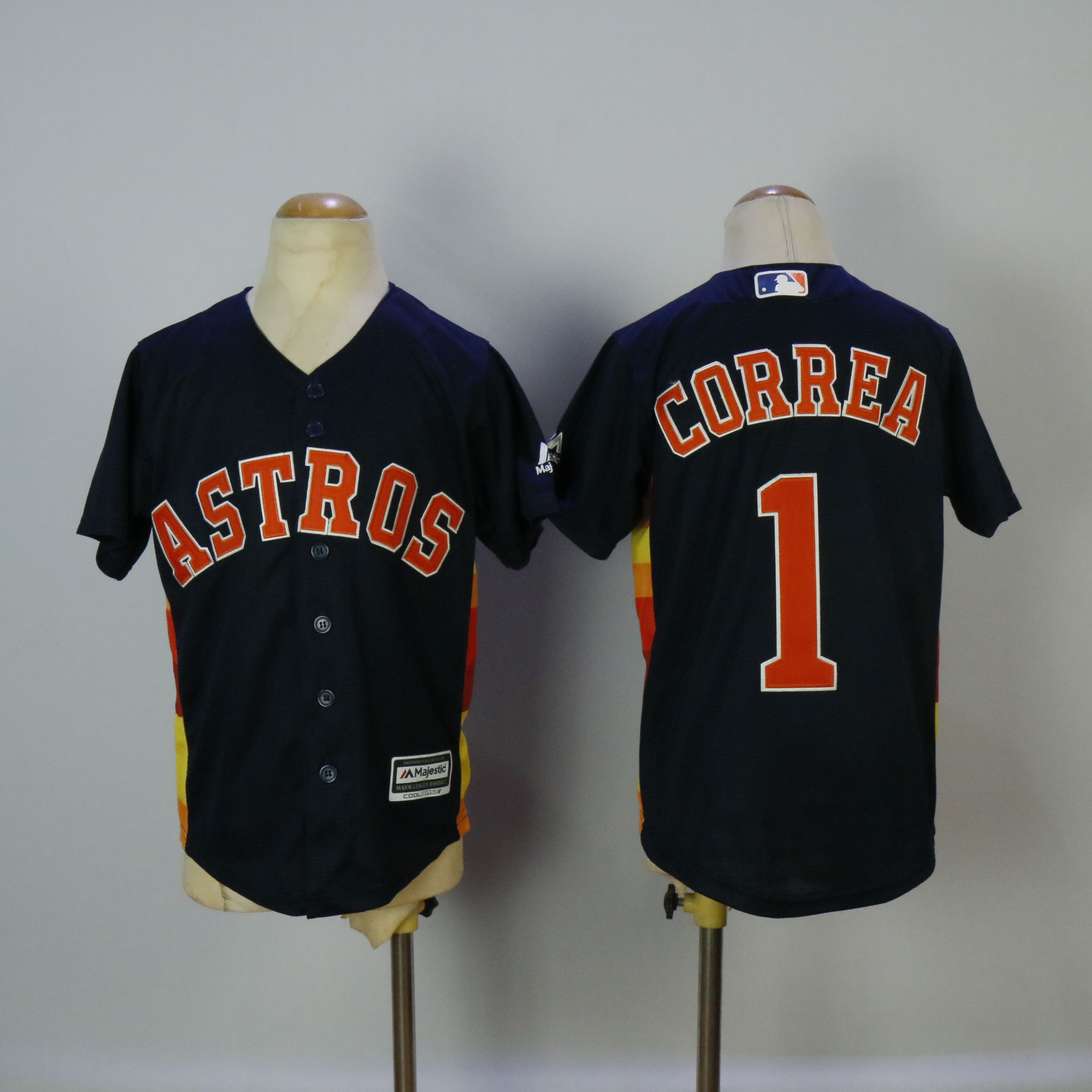 Youth Houston Astros #1 Correa Blue MLB Jerseys